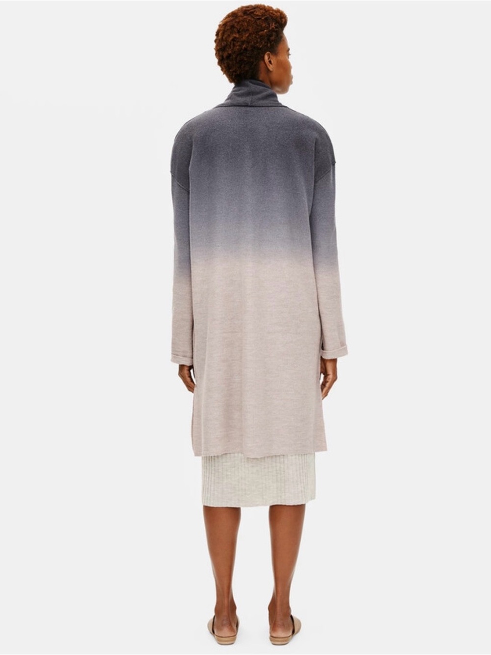 Eileen Fisher Ombre Boiled Wool Open Coat, Size Small - Picture 3 of 14